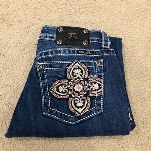 Miss Me Women's Dark Blue Embroidered Pocket Jeans